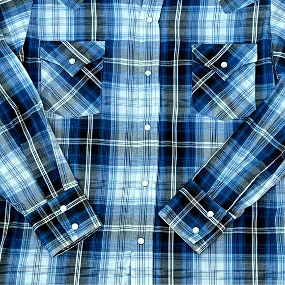 Youth Ely Cattleman Plaid Pearl Snap Western Rodeo Shirt - Youth Large - Picture 5 of 13